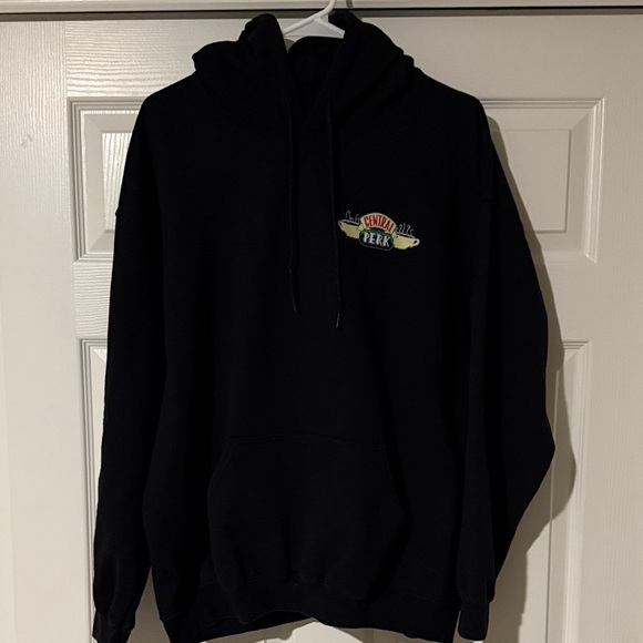 FRIENDS Tops - FRIENDS Black Hoodie with Iconic Central Perk Logos